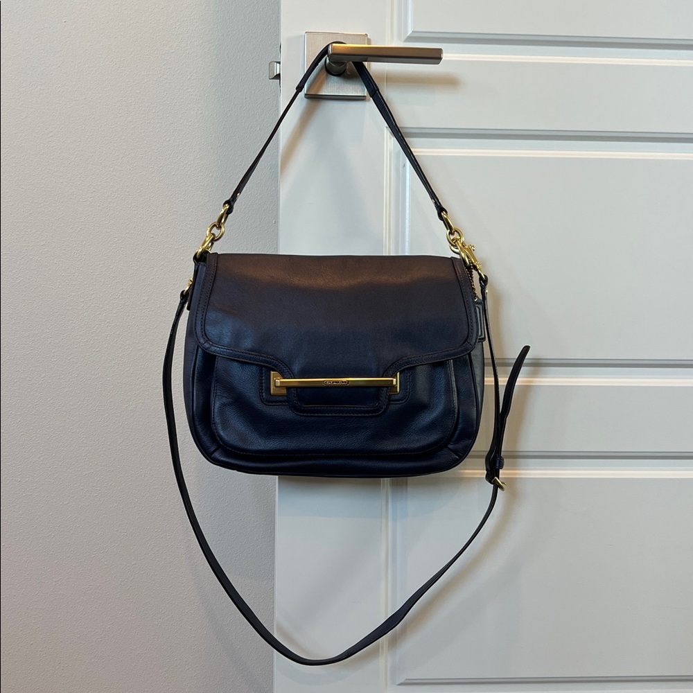 Coach Taylor flap handbag, metallic blue